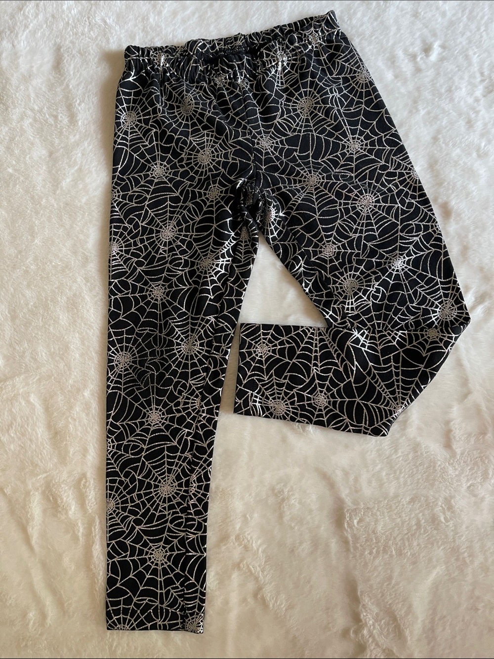 Black Spiderweb Print Kids Leggings  SZ M  7-8